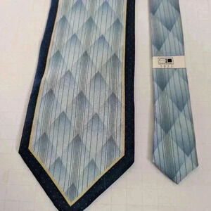Steve Land silk Blue Argyle Pattern With Black Edging